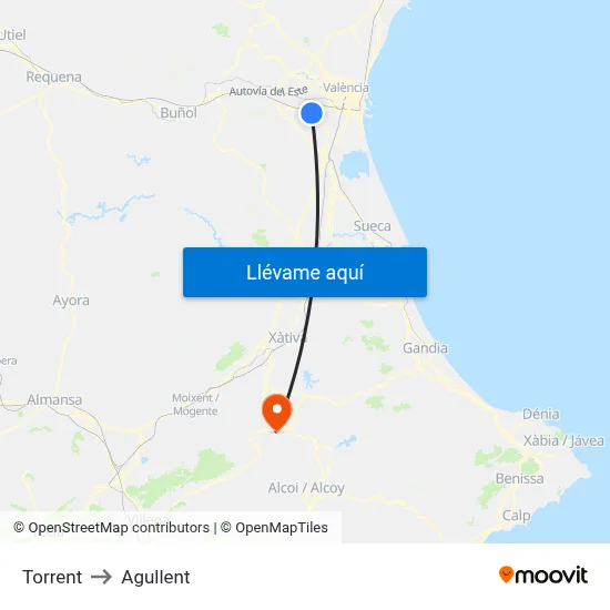 Torrent to Agullent map