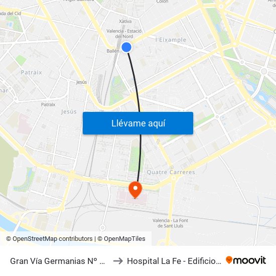 Gran Vía Germanias Nº 41 [València] to Hospital La Fe - Edificio Asistencial map
