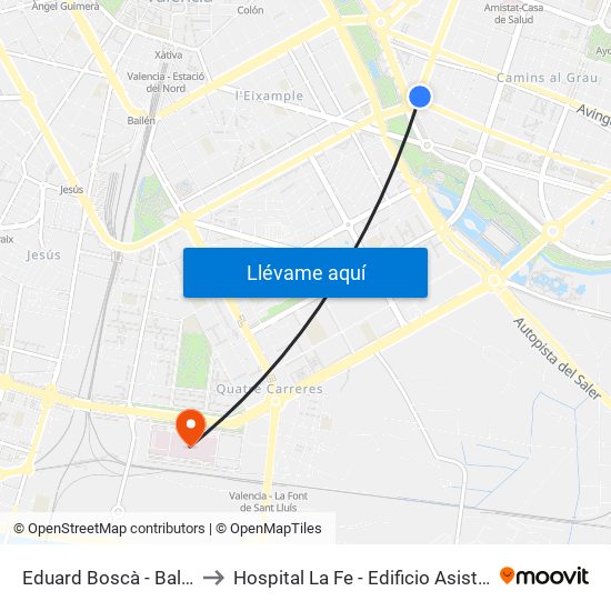 Eduard Boscà - Balears to Hospital La Fe - Edificio Asistencial map