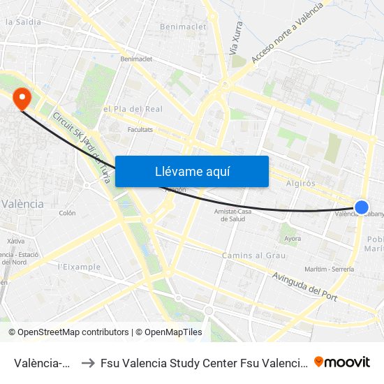 València-Cabanyal to Fsu Valencia Study Center Fsu Valencia International Program map