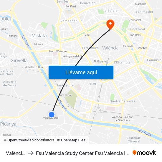 València Sud to Fsu Valencia Study Center Fsu Valencia International Program map