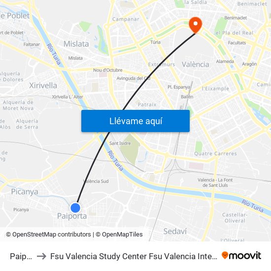Paiporta to Fsu Valencia Study Center Fsu Valencia International Program map