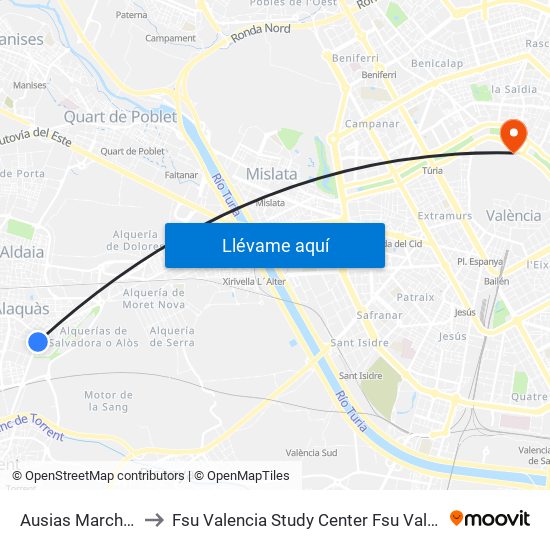 Ausias March 49 [Alaquàs] to Fsu Valencia Study Center Fsu Valencia International Program map