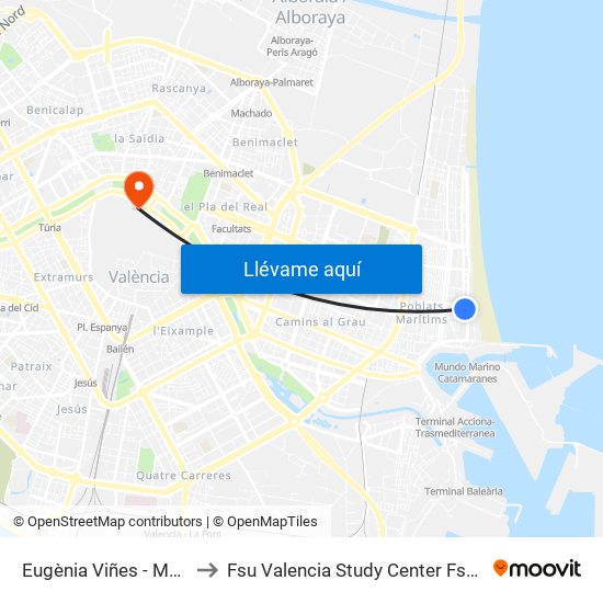 Eugènia Viñes - Mare De Déu Del Sufragi to Fsu Valencia Study Center Fsu Valencia International Program map
