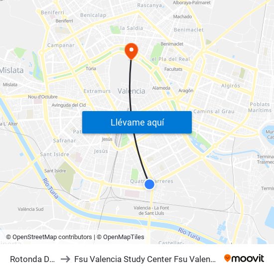 Rotonda Dels Hams to Fsu Valencia Study Center Fsu Valencia International Program map