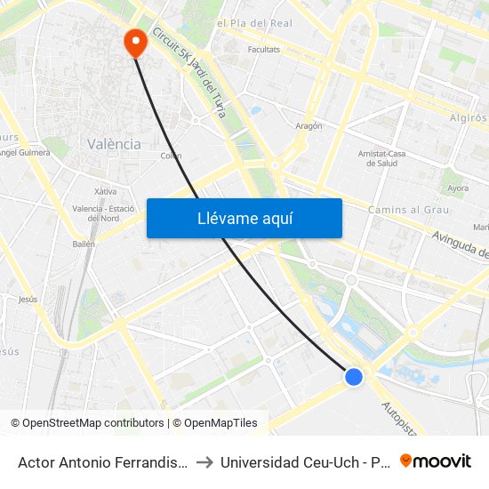 Actor Antonio Ferrandis - Centre Comercial to Universidad Ceu-Uch - Palacio De Colomina map