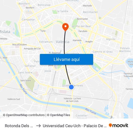 Rotonda Dels Hams to Universidad Ceu-Uch - Palacio De Colomina map