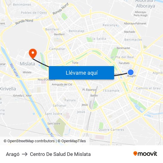 Aragó to Centro De Salud De Mislata map