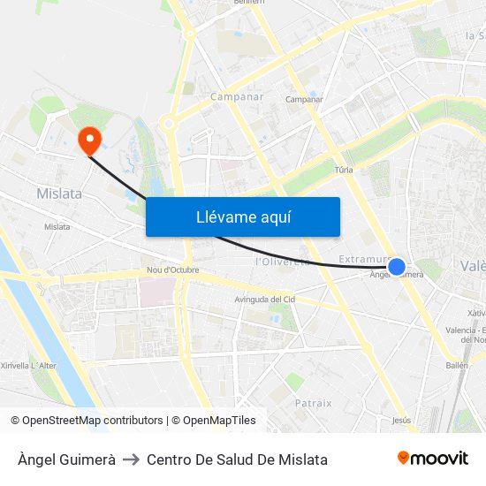 Àngel Guimerà to Centro De Salud De Mislata map
