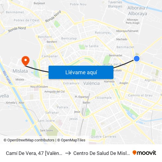 Camí De Vera, 47 [València] to Centro De Salud De Mislata map