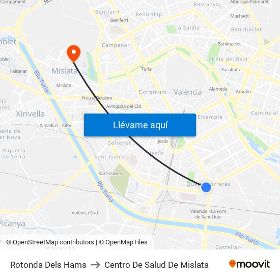 Rotonda Dels Hams to Centro De Salud De Mislata map