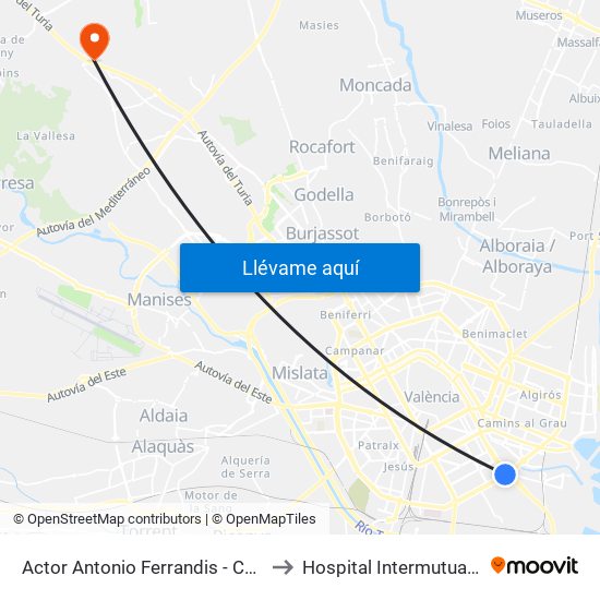 Actor Antonio Ferrandis - Centre Comercial to Hospital Intermutual De Levante map