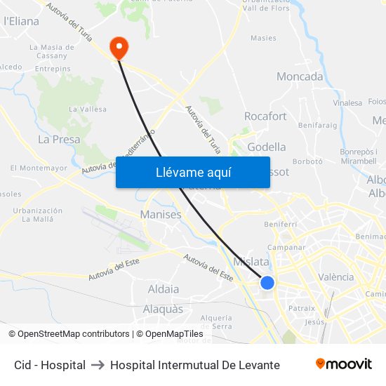 Cid - Hospital to Hospital Intermutual De Levante map