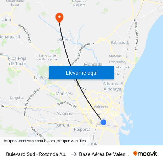 Rotonda Dels Hams to Base Aérea De Valencia-Bétera map