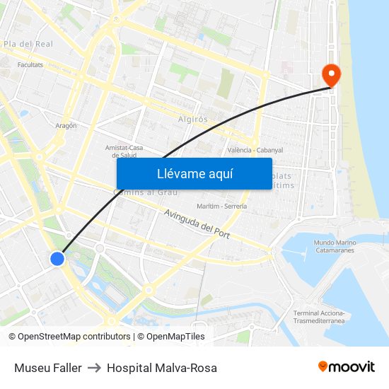 Museu Faller to Hospital Malva-Rosa map