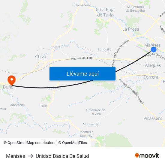 Manises to Unidad Basica De Salud map