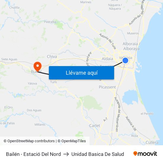 Estació Del Nord - Bailén to Unidad Basica De Salud map