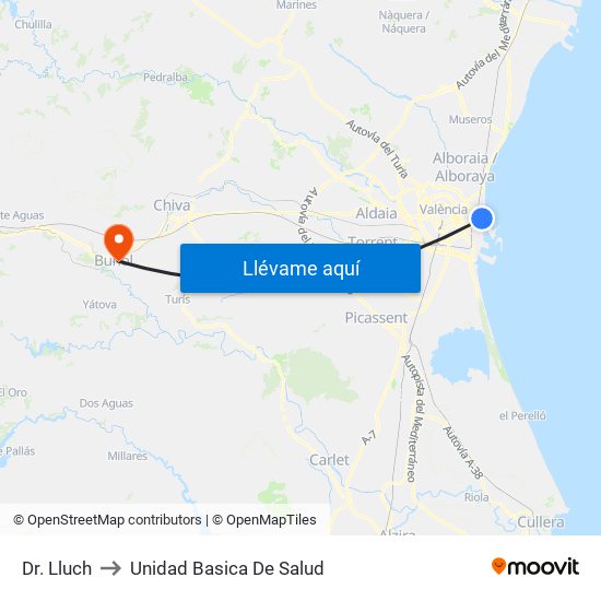 Dr. Lluch to Unidad Basica De Salud map