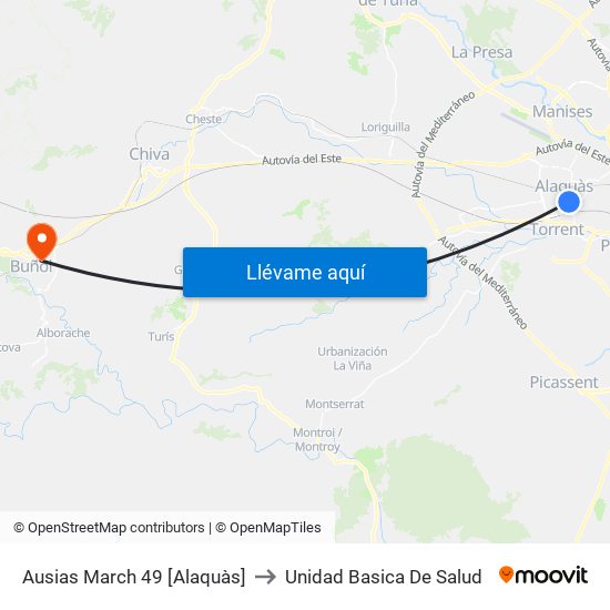 Ausias March 49 [Alaquàs] to Unidad Basica De Salud map