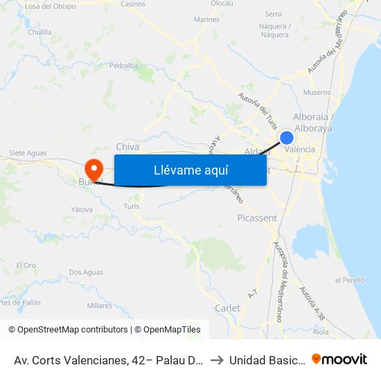 Av. Corts Valencianes, 42– Palau De Congressos [València] to Unidad Basica De Salud map