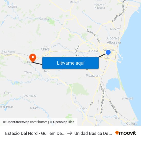 Estació Del Nord - Guillem De Castro to Unidad Basica De Salud map