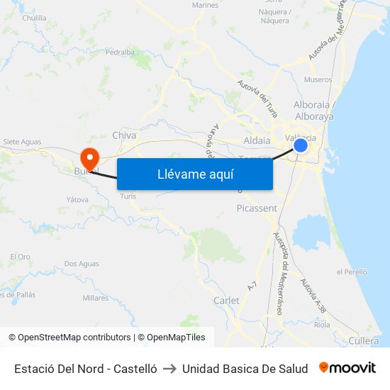 Estació Del Nord - Castelló to Unidad Basica De Salud map