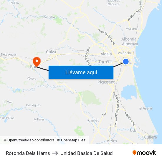 Rotonda Dels Hams to Unidad Basica De Salud map