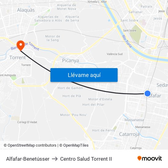 Alfafar-Benetússer to Centro Salud Torrent II map