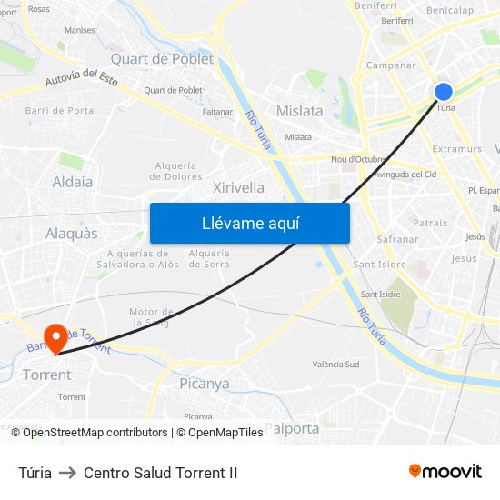 Túria to Centro Salud Torrent II map