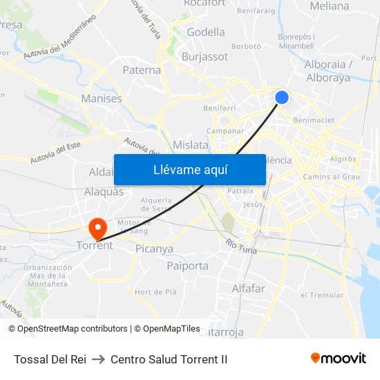 Tossal Del Rei to Centro Salud Torrent II map