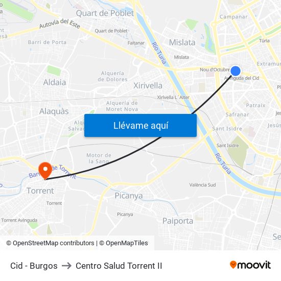 Cid - Burgos to Centro Salud Torrent II map