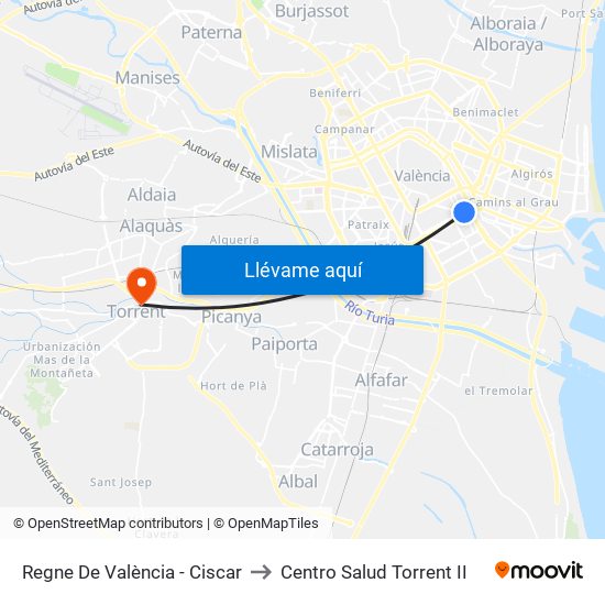 Regne De València - Ciscar to Centro Salud Torrent II map
