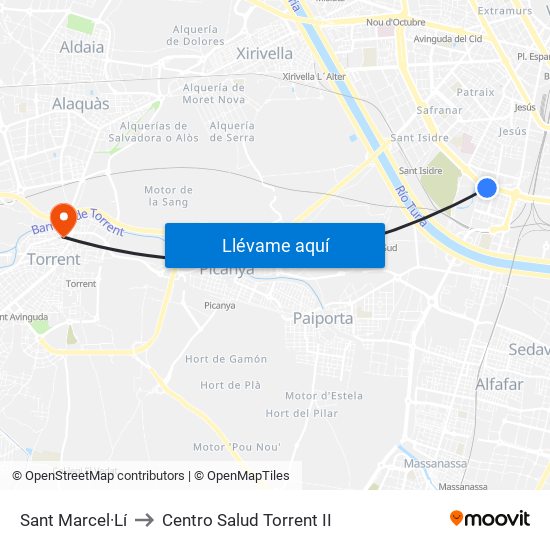 Sant Marcel·Lí to Centro Salud Torrent II map