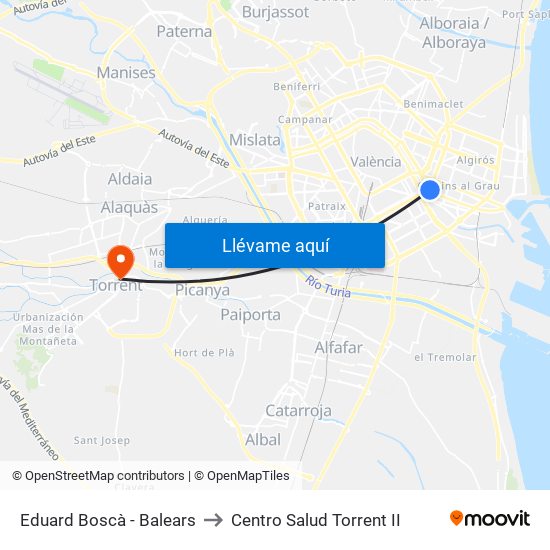 Eduard Boscà - Balears to Centro Salud Torrent II map