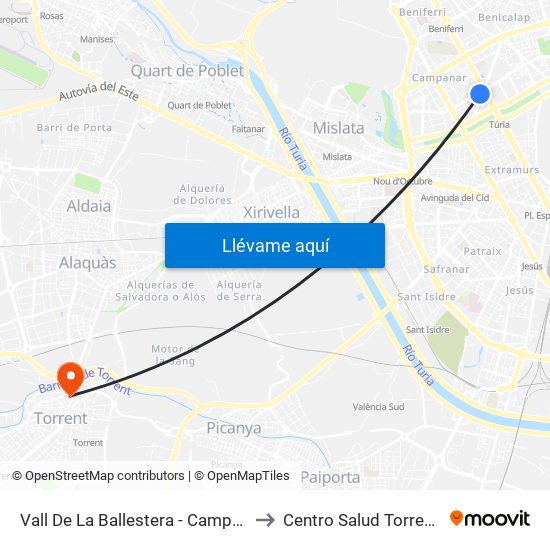 Vall De La Ballestera - Campanar to Centro Salud Torrent II map