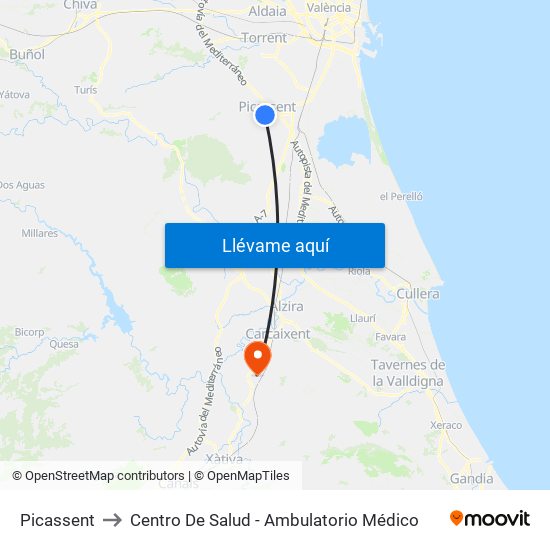Picassent to Centro De Salud - Ambulatorio Médico map