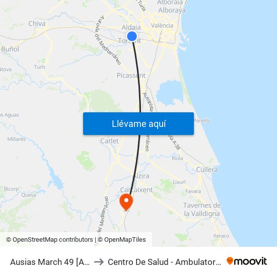 Ausias March 49 [Alaquàs] to Centro De Salud - Ambulatorio Médico map
