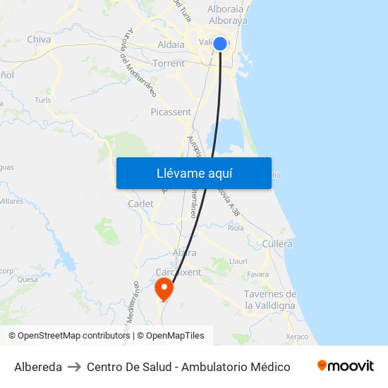 Albereda to Centro De Salud - Ambulatorio Médico map