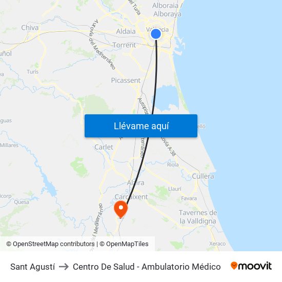 Estació Del Nord - Guillem De Castro to Centro De Salud - Ambulatorio Médico map