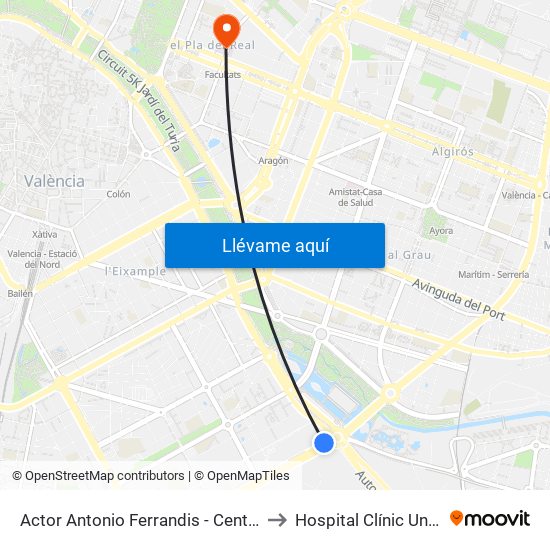 Actor Antonio Ferrandis - Centre Comercial to Hospital Clínic Universitari map