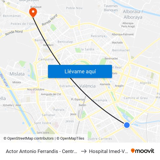 Actor Antonio Ferrandis - Centre Comercial to Hospital Imed-Valencia map