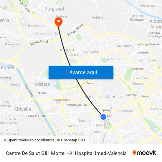 Centre De Salut Gil I Morte to Hospital Imed-Valencia map