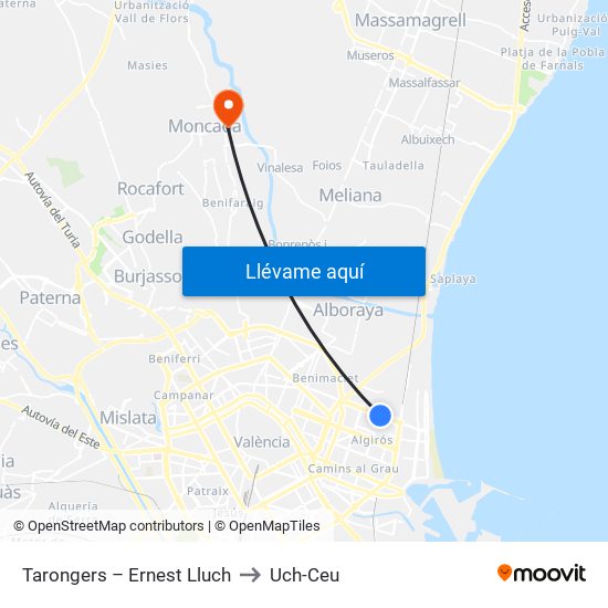 Tarongers – Ernest Lluch to Uch-Ceu map