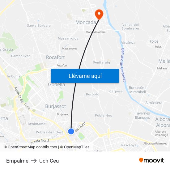 Empalme to Uch-Ceu map