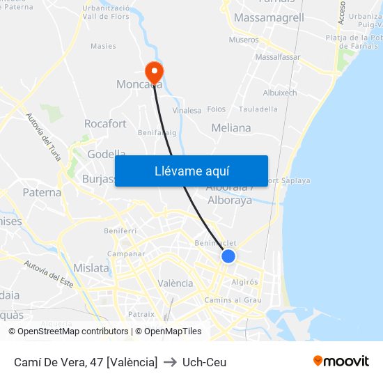 Camí De Vera, 47 [València] to Uch-Ceu map