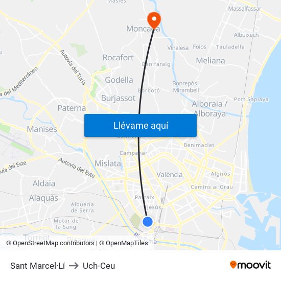 Sant Marcel·Lí to Uch-Ceu map