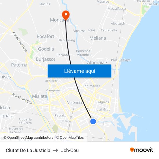 Ciutat De La Justícia to Uch-Ceu map