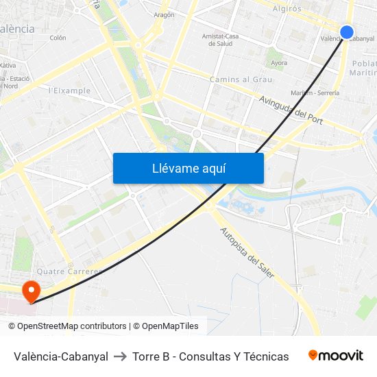 València-Cabanyal to Torre B - Consultas Y Técnicas map