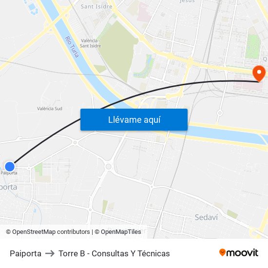 Paiporta to Torre B - Consultas Y Técnicas map