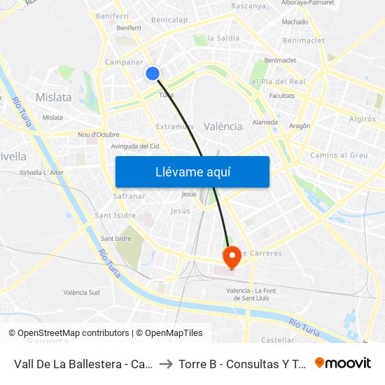 Vall De La Ballestera - Campanar to Torre B - Consultas Y Técnicas map